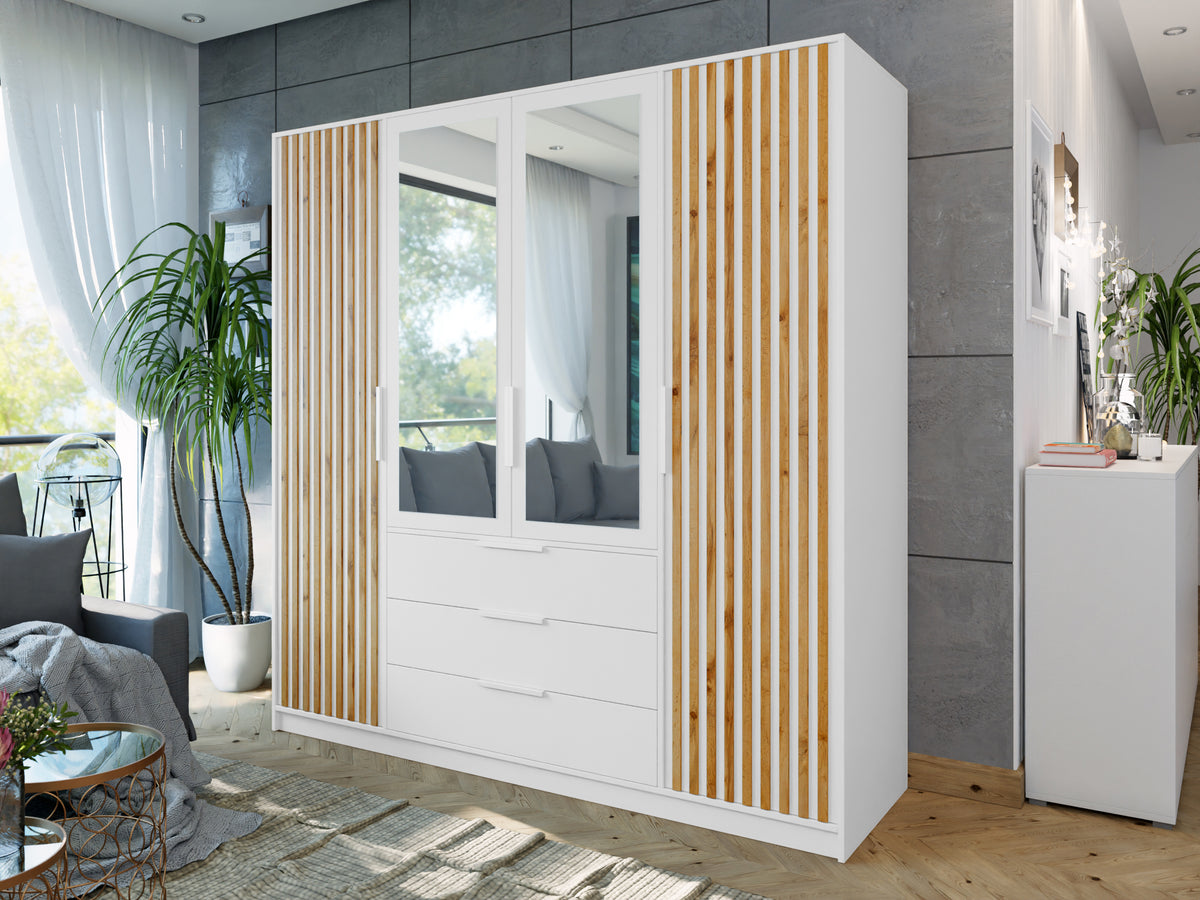 Szafa BALI LUX D4 biała z lamelami
