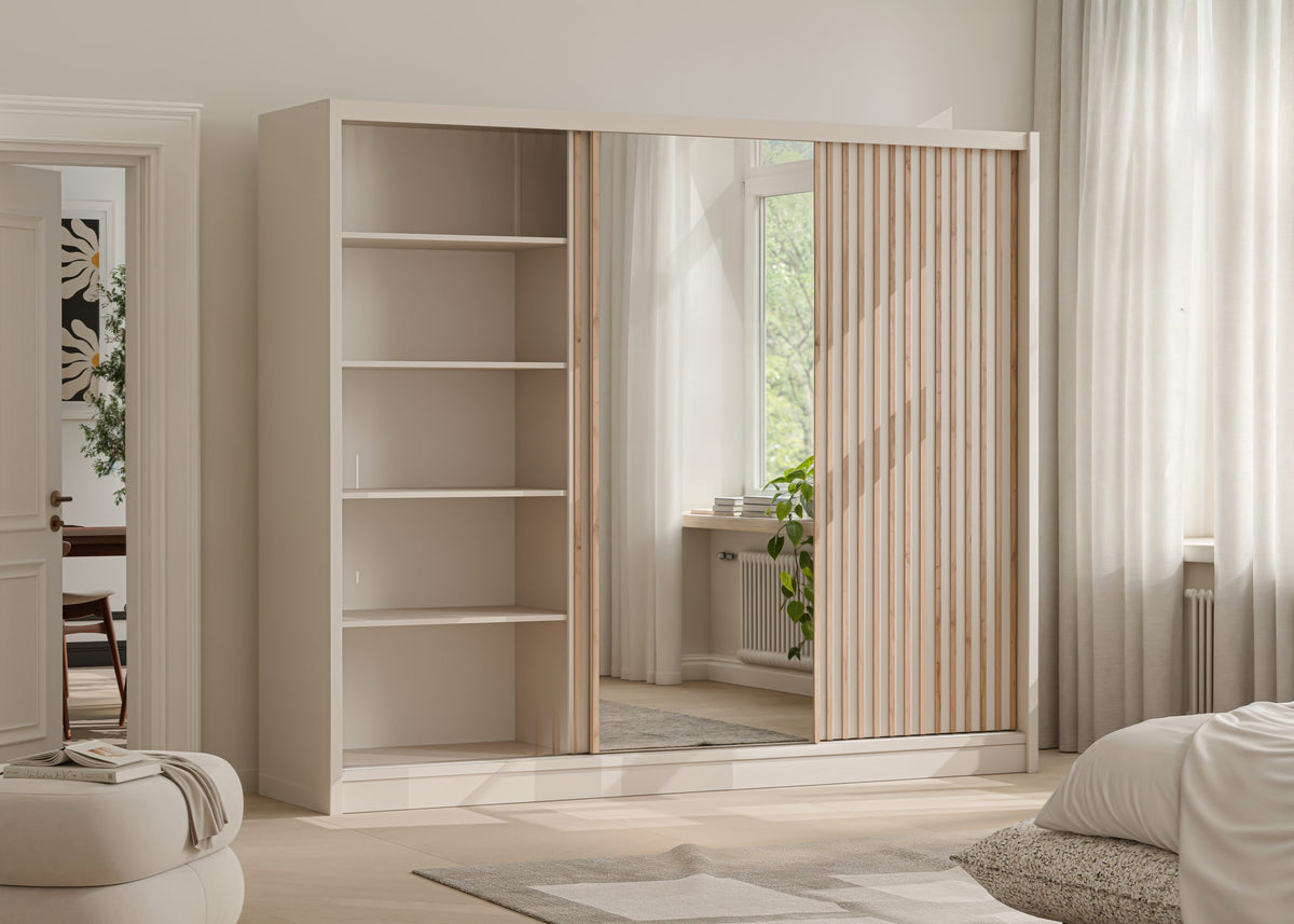 Szafa London Lux 250 kaszmir z lamelami i lustrem