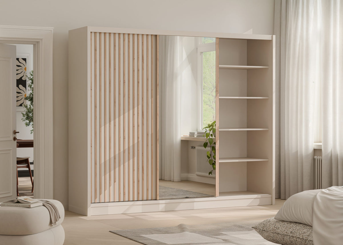 Szafa London Lux 250 kaszmir z lamelami i lustrem