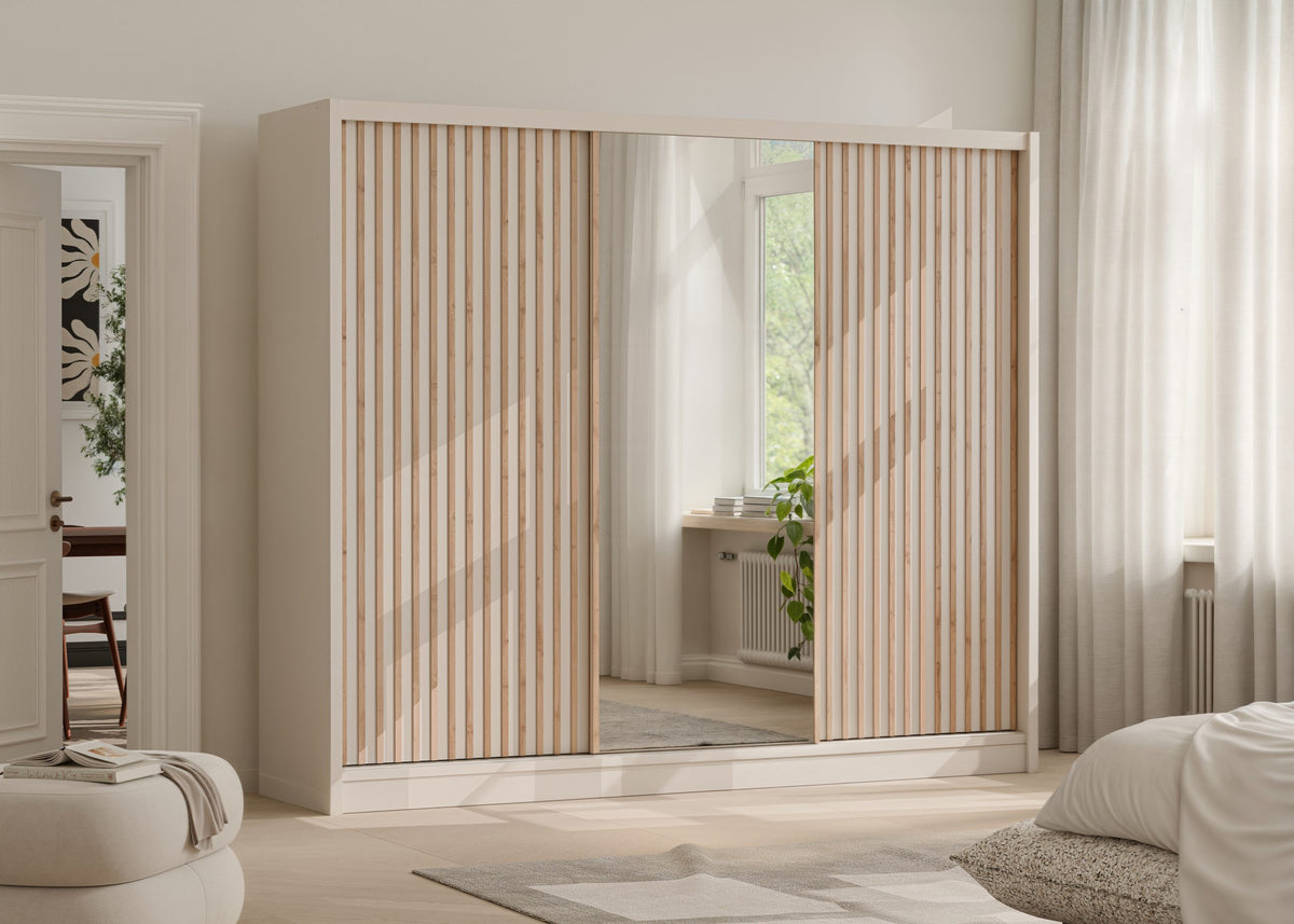 Szafa London Lux 250 kaszmir z lamelami i lustrem