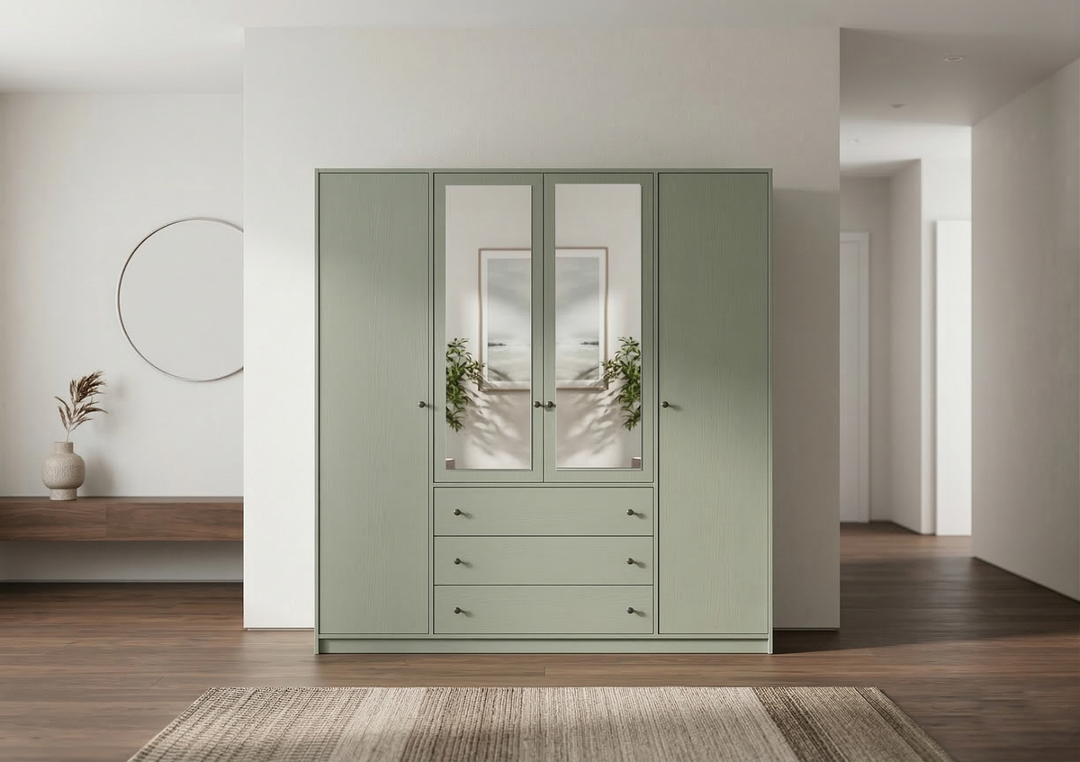 Szafa Siena D4 LUX eucalyptus z lustrami