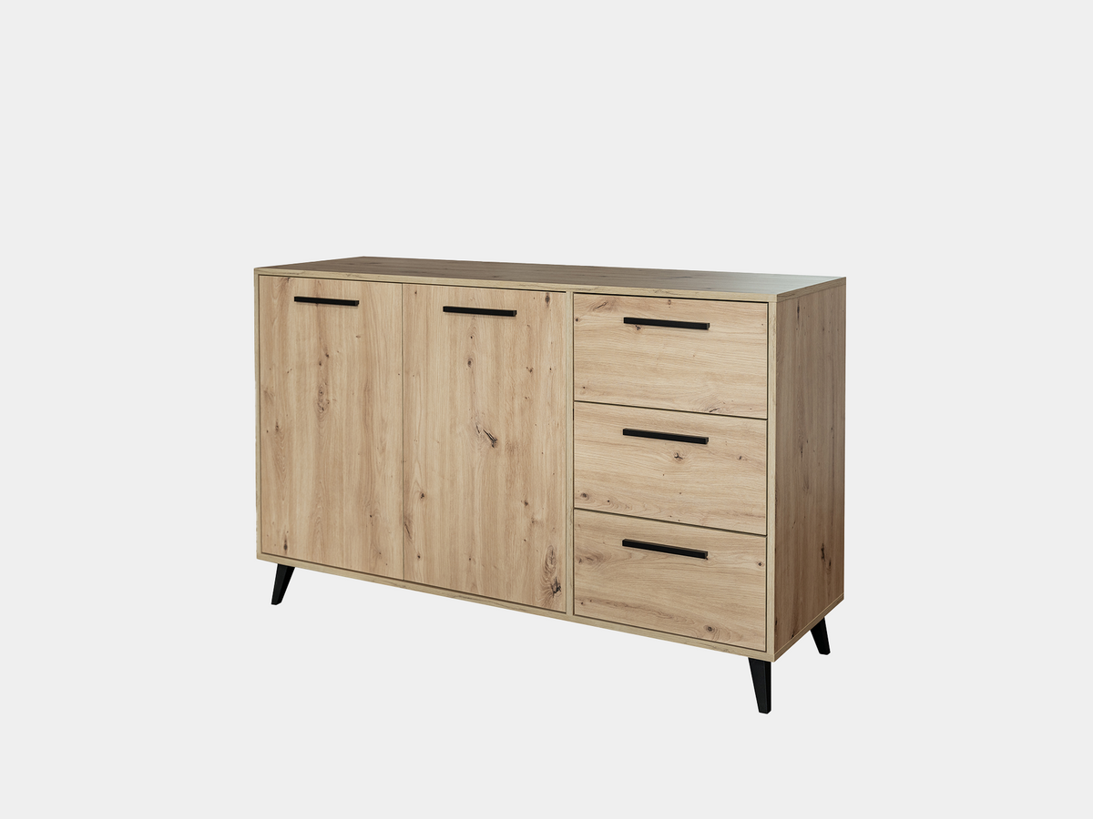 Komoda z szufladami i półkami KOS dąb artisan