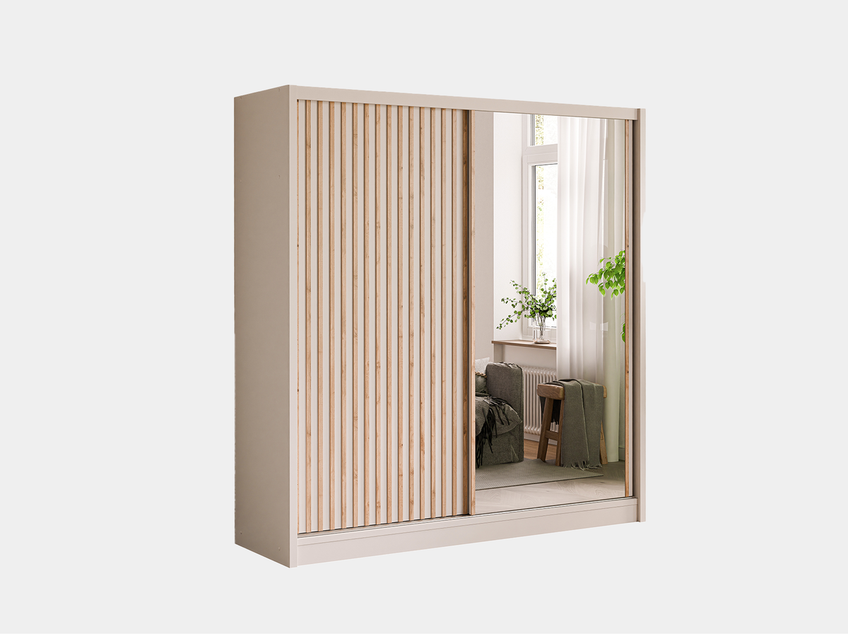 Szafa London Lux 203 kaszmir z lamelami i lustrem