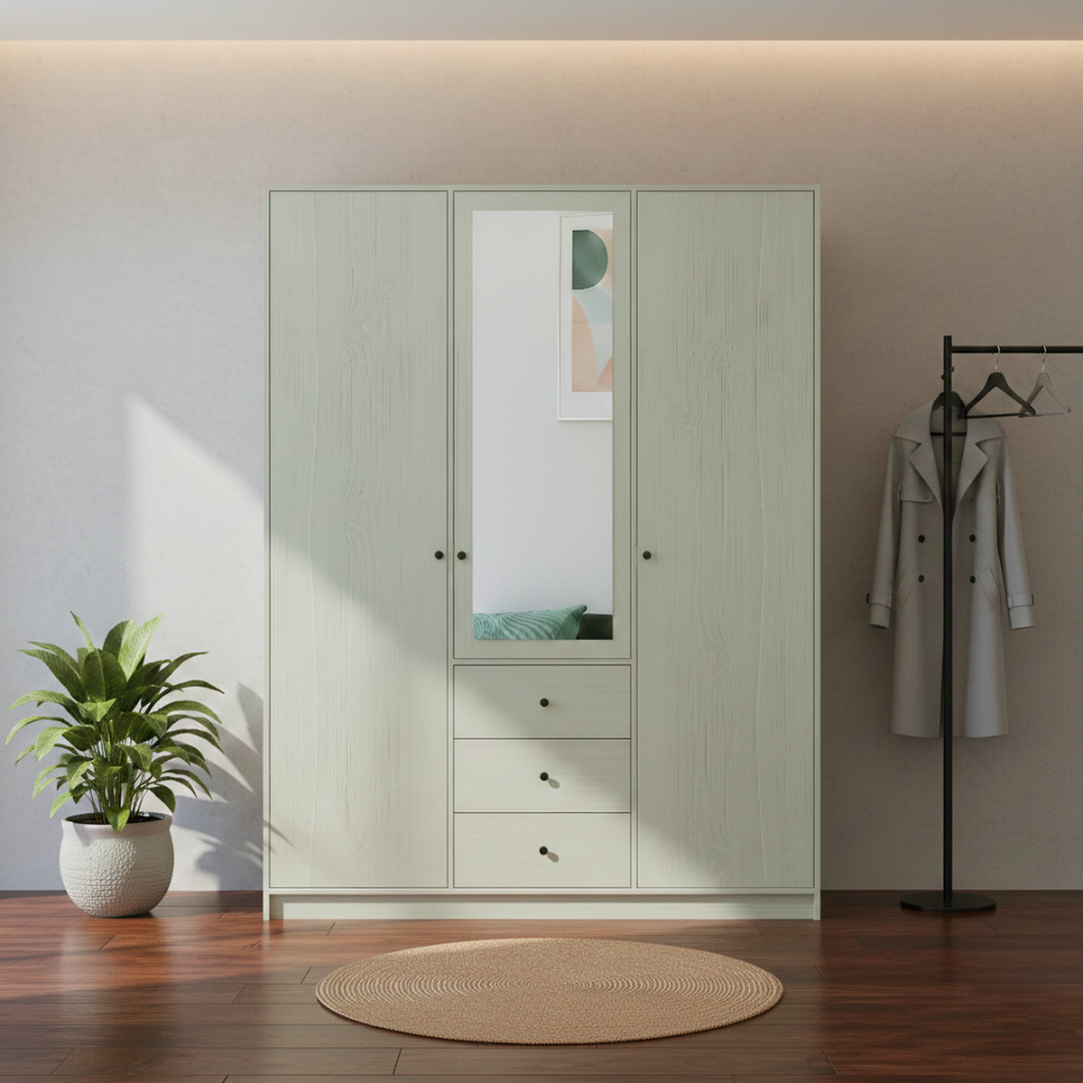 Szafa Siena D3 LUX eucalyptus z lustrami